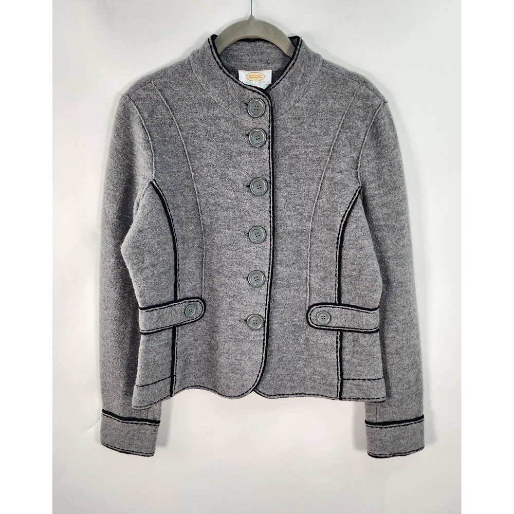 Talbots Jacket Women's S Gray Merino Boiled Wool Blazer